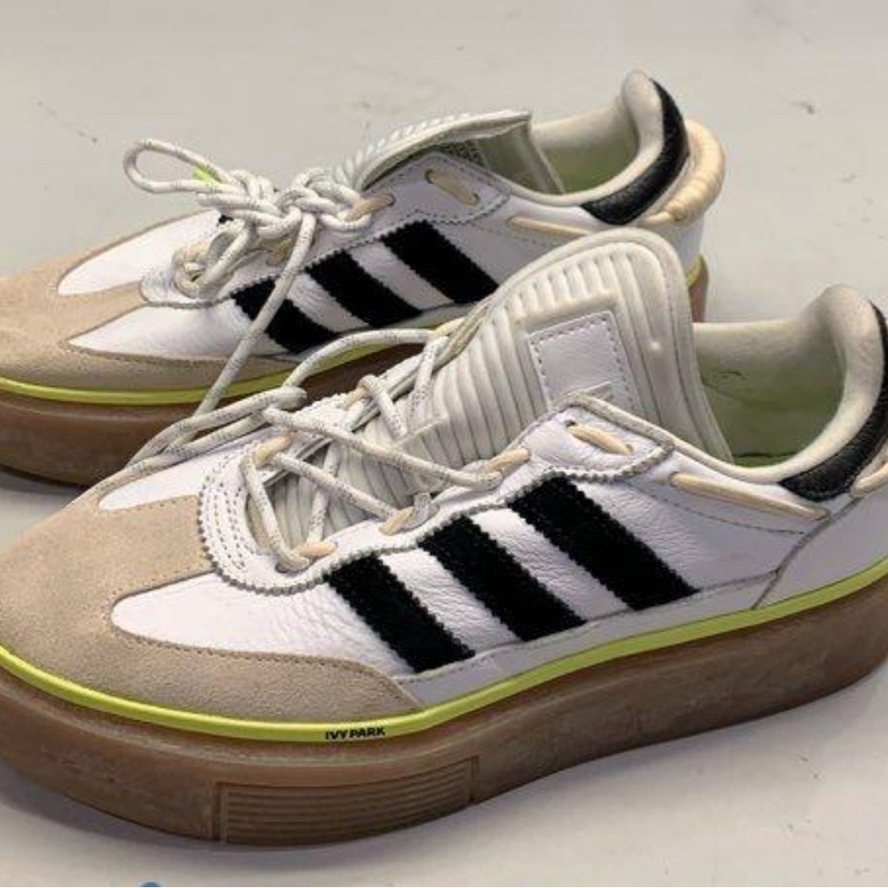 Adidas size 8 /Ivy Park x Super Sleek 72 White Gum Black Ecru Leather Beyonce.